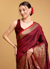 Saree in Glowing Maroon Colour